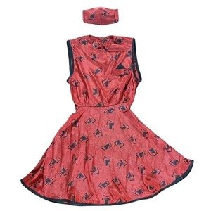 Vintage dress with matching face mask